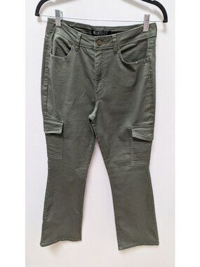 BLUESPICE Dark Green Flared Cargo Pants